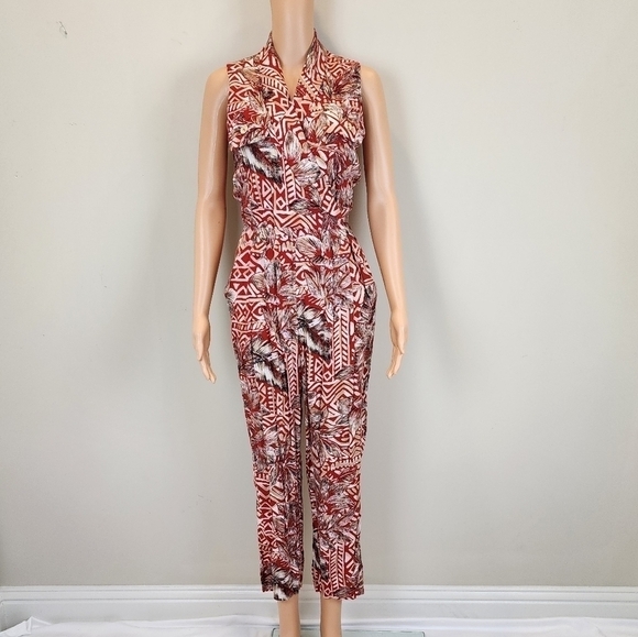 JSJ Red Floral Sleeveless Jumpsuit - Picture 2 of 11